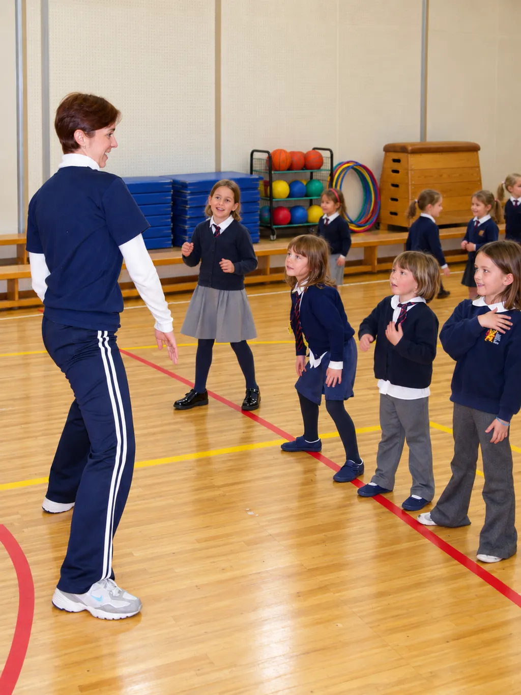 Donna leading a physical education lesson